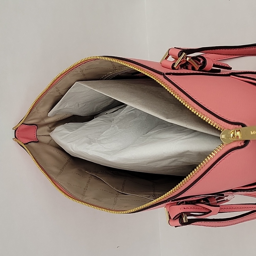 NWT Michael Kors Charlotte Large Shoulder Leather Tote In Tea Rose - Picture 12 of 14